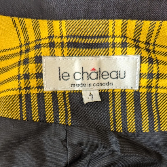 VINTAGE 90s Le Chateau Made in Canada Yellow & Black Blazer Size 7 - Picture 2 of 7